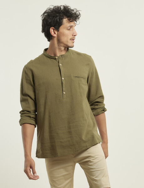 012105 CAMISA HARRINGTON LABEL DE LINO Verde