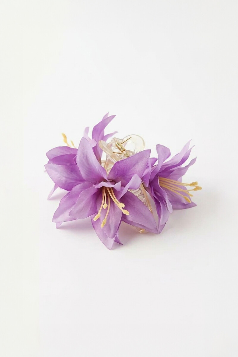 Broche flor dahlia tela lila