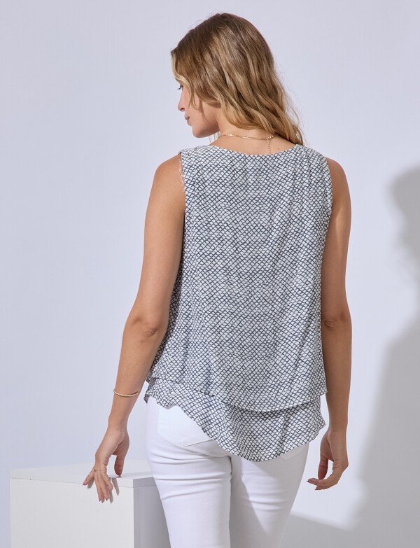 Blusa Capas Printed AZUL/BLANCO