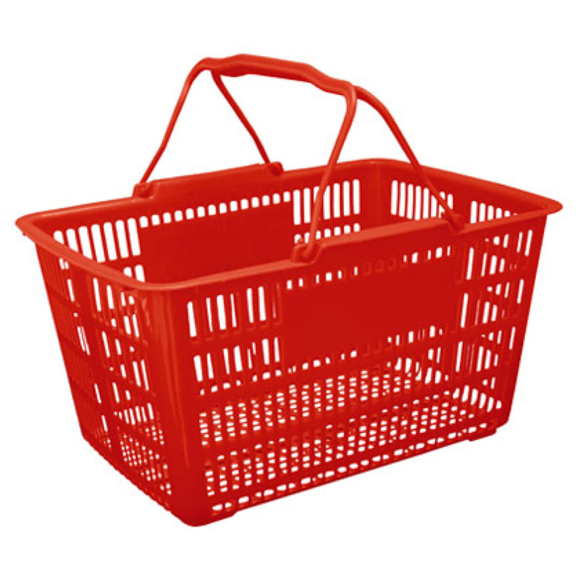 Canasto Cesto Supermercado Calado c/Asas Plástico 43x31x24Cm - Rojo 