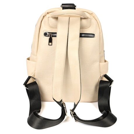 Mochila con Doble Compartimiento y Bolsillo Frontal Canva Crudo