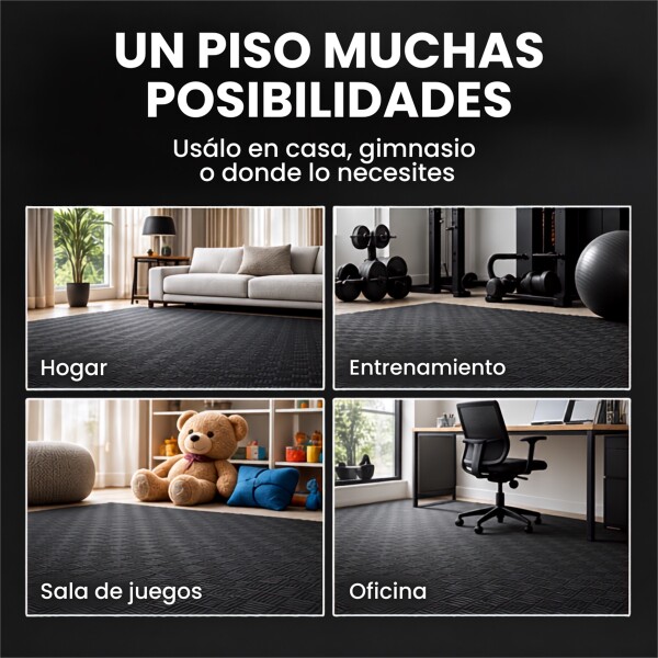 Piso Tatami Goma Eva Encastrable 1x1m 2cm Yoga Pesa Mancuer NEGRO GRIS