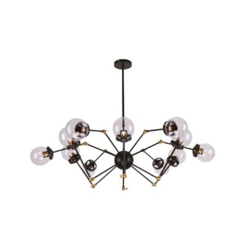 COLGANTE 12L ARTICULADO NEGRO Y VIDRIO E27 COLGANTE 12L ARTICULADO NEGRO Y VIDRIO E27