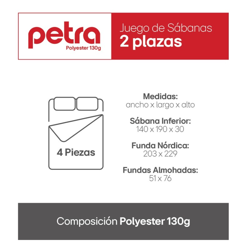 Sábanas 2 Plazas Juego 4 Piezas C/ Funda Almohadas Polyester Blanco Liso Sábanas 2 Plazas Juego 4 Piezas C/ Funda Almohadas Polyester Blanco Liso