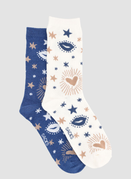 Medias de algodón. en pack de 2 en variedad de diseños. Variante 41