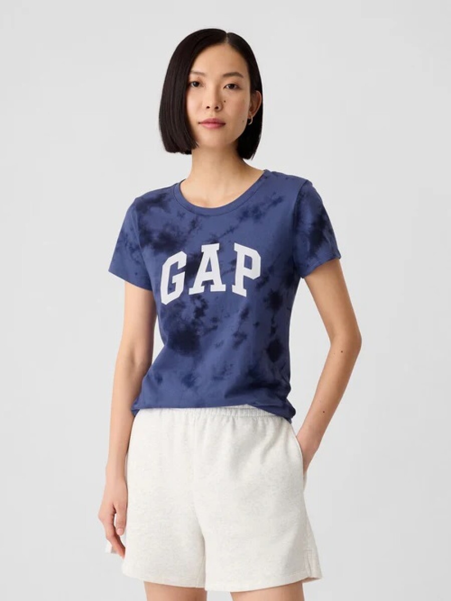 Remera Logo Gap Manga Corta Mujer - Blue Tie Dye 