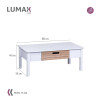 Mesa de centro Lumax de 1 cajón madera y blanco Mesa de centro Lumax de 1 cajón madera y blanco