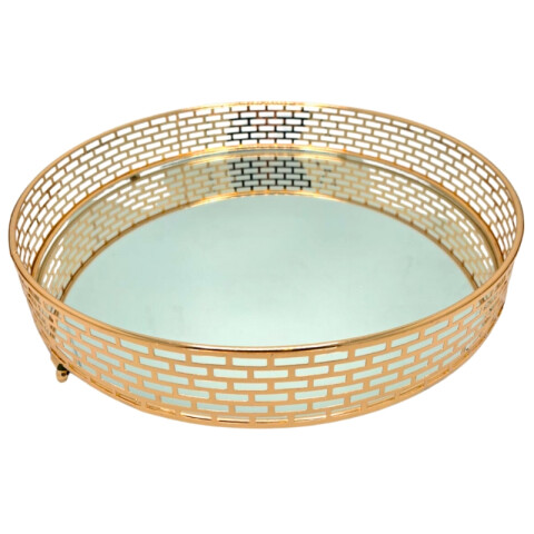 Bandeja Metalica de 35CM Dorado C/ Espejo Bandeja Metalica de 35CM Dorado C/ Espejo