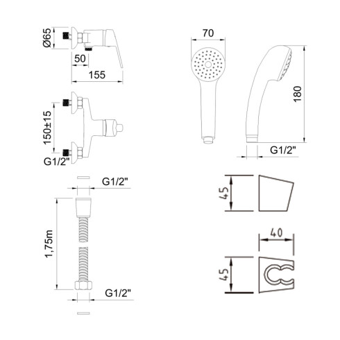 Griferia De Ducha Externa Monocomando Cromo Clever Sin Transferencia CROMO