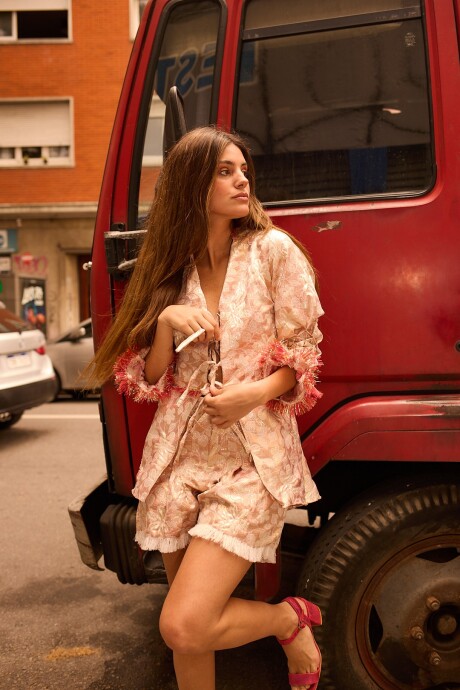 Long Smock Shirt Brocato Rosado