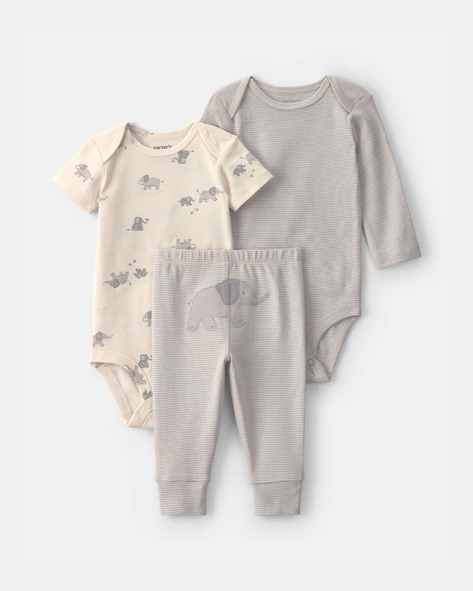 Set primer muda 3pz carters - elefante gris 