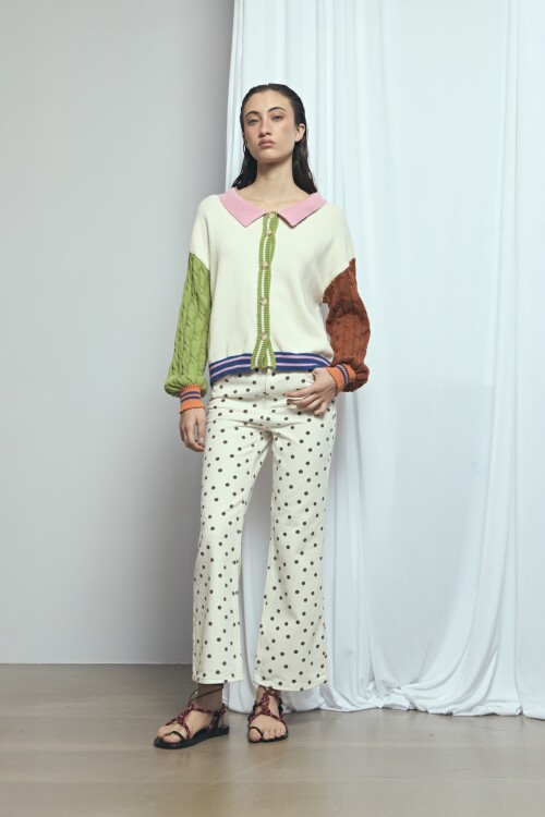Cardigan con piping PREVENTA beige