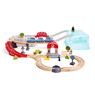 Pista de tren Juego de Bloques de Construcción Tren de Ciudad Hape Pista de tren Juego de Bloques de Construcción Tren de Ciudad Hape