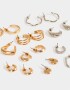 Aros Argollas Set Metal Aros Argollas Sets - Combinacion Bicolor