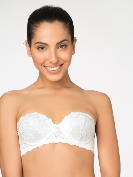 Corpiño strapless con puntilla Blanco