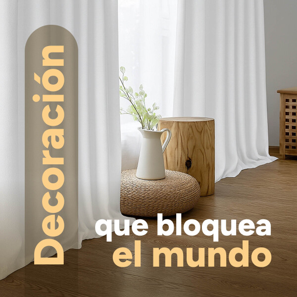 Cortina Blackout 100% Engomada Termica Set 2 Paños Tipo Lino Color Variante Blanco