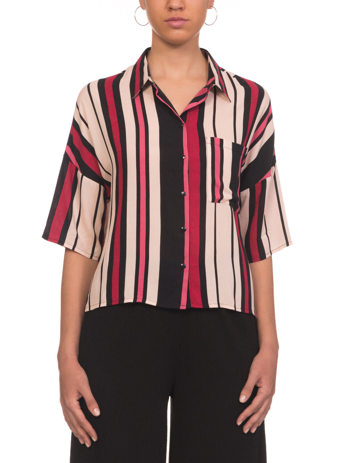 Camisa boxy rayas bordo de Mujer Cuatroases