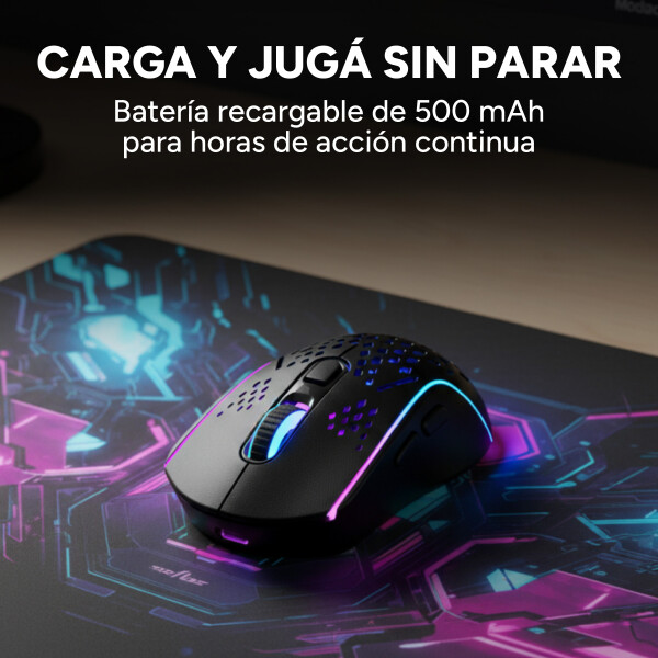 Mouse Gamer Inalambrico Xtrike Me 7 Boton 8000 Dpi Rgb Usb Color Negro