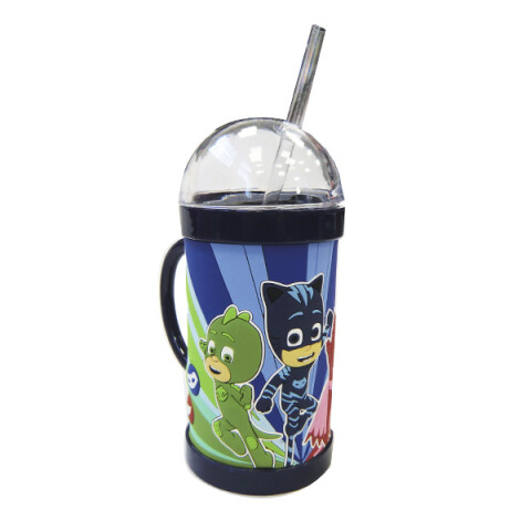 Vaso de Goma Eva con Tapa, Asa y Sorbete Pj Masks Oficial U