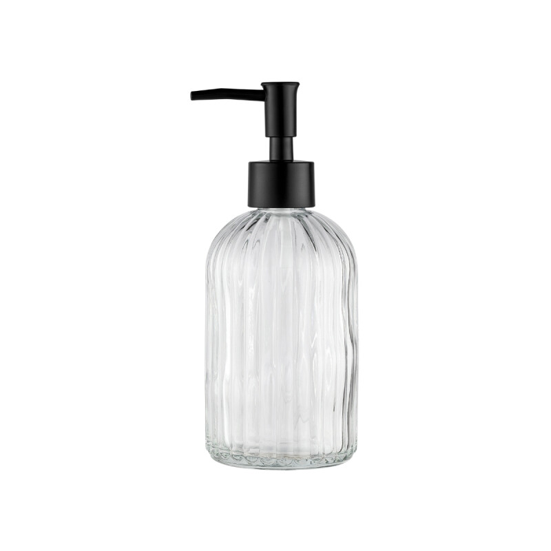 Dispensador de jabón de vidrio con base redonda 400ml TRANSPARENTE
