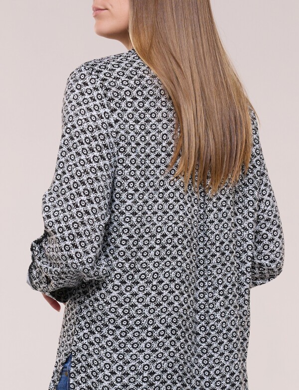 Camisa Manga Larga Con Estampa NEGRO/BLANCO