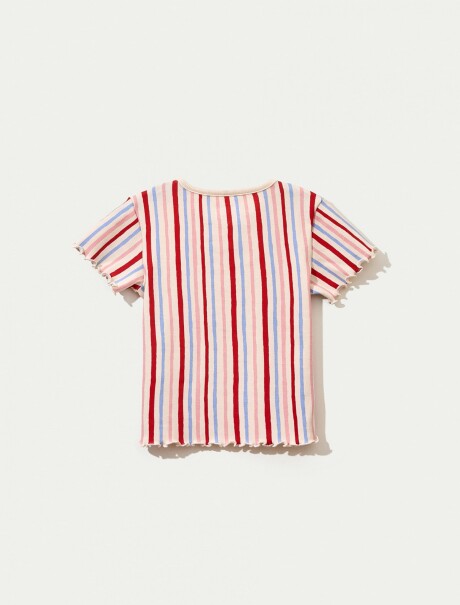 BLUSA CON ESTAMPADO EN TELA ACANALADA MULTICOLOR