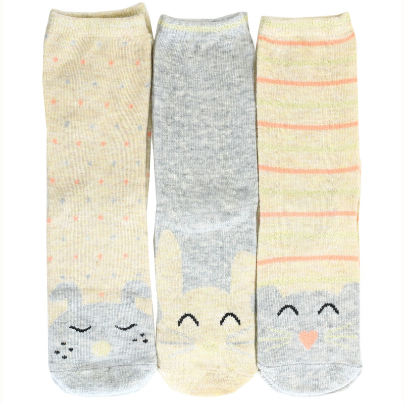 Medias de Niña MINI Miss Carol MEDIA ANIMAL PACK X3 Rosa / Gris / Rosado