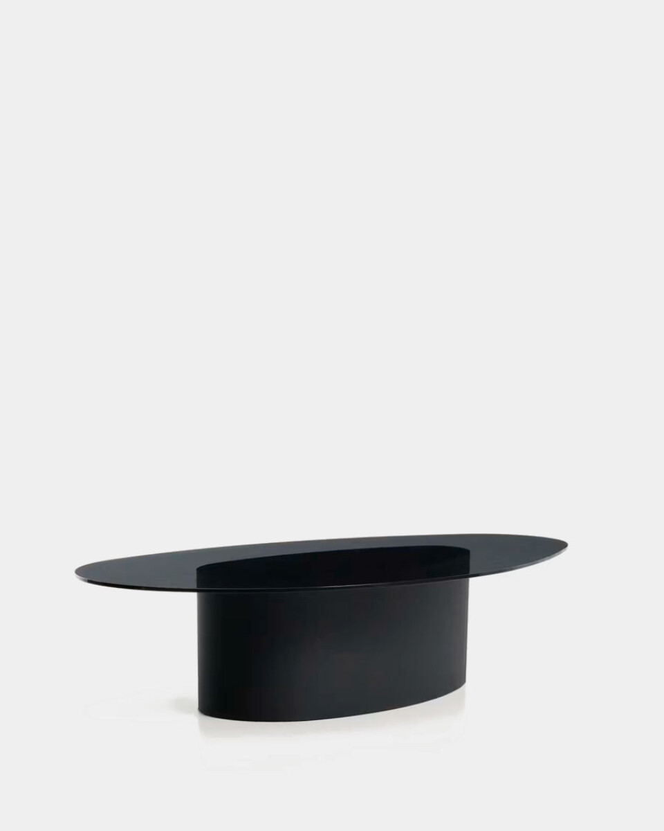 Mesa de centro Olir de vidrio templado y acero - negro 140 x 80 cm 