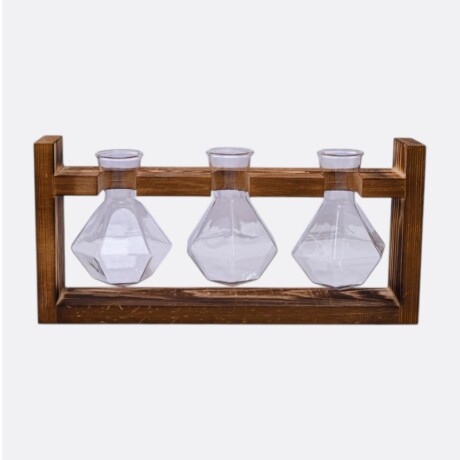 Florero Con Base De Madera x3 Diamante