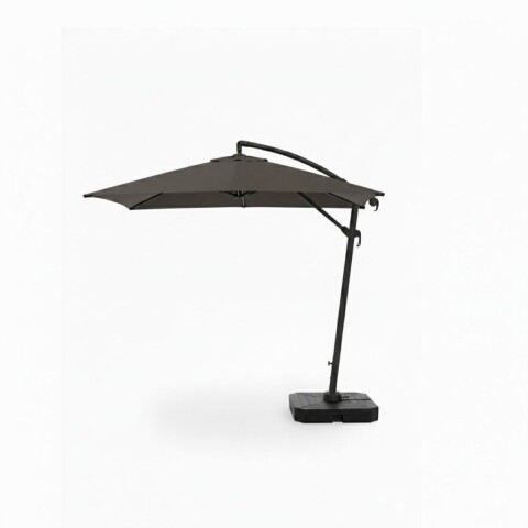 SOMBRILLA GRIS C/LUZ SOLAR P/JARDIN DOBLE BASE 3M Unica