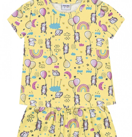 Conj. pijamas para niñas (blusa y shorts) AMARILLO