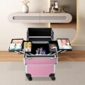 Valija De Maquillaje Profesional Con Rueditas Rosa