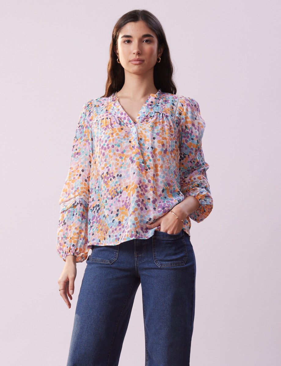 Blusa Printed - Multi/anaranjado 