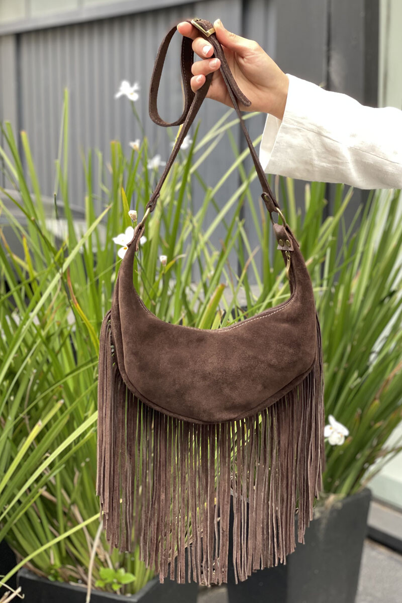 Bandolera sandi Chocolate gamuza