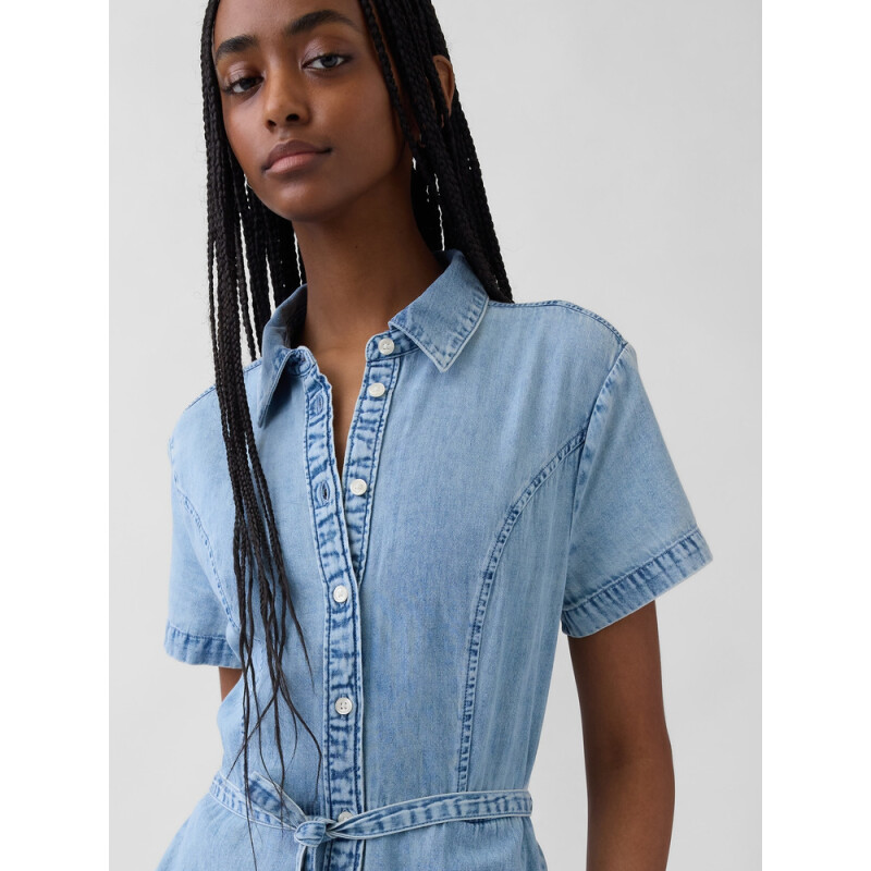 SS MIDI SHIRTDRESS - LT AVERY LIGHT WASH
