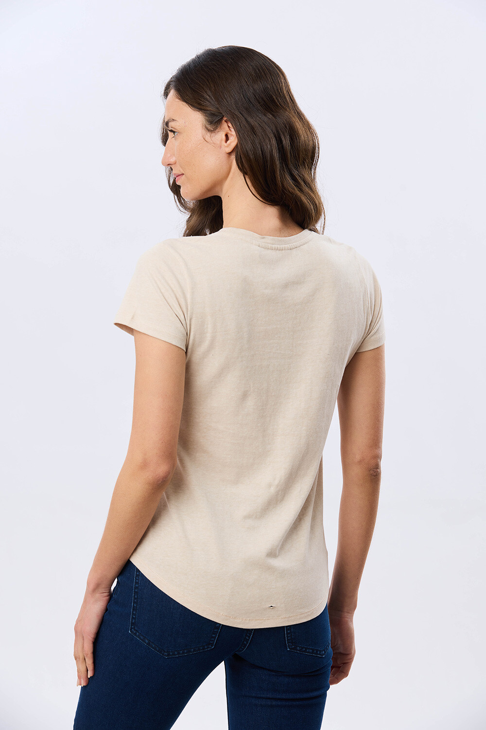 REMERA BORDADA DE ALGODÓN Beige