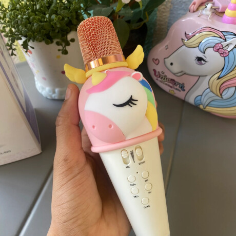 Micrófono con alto parlante unicornio Blanco