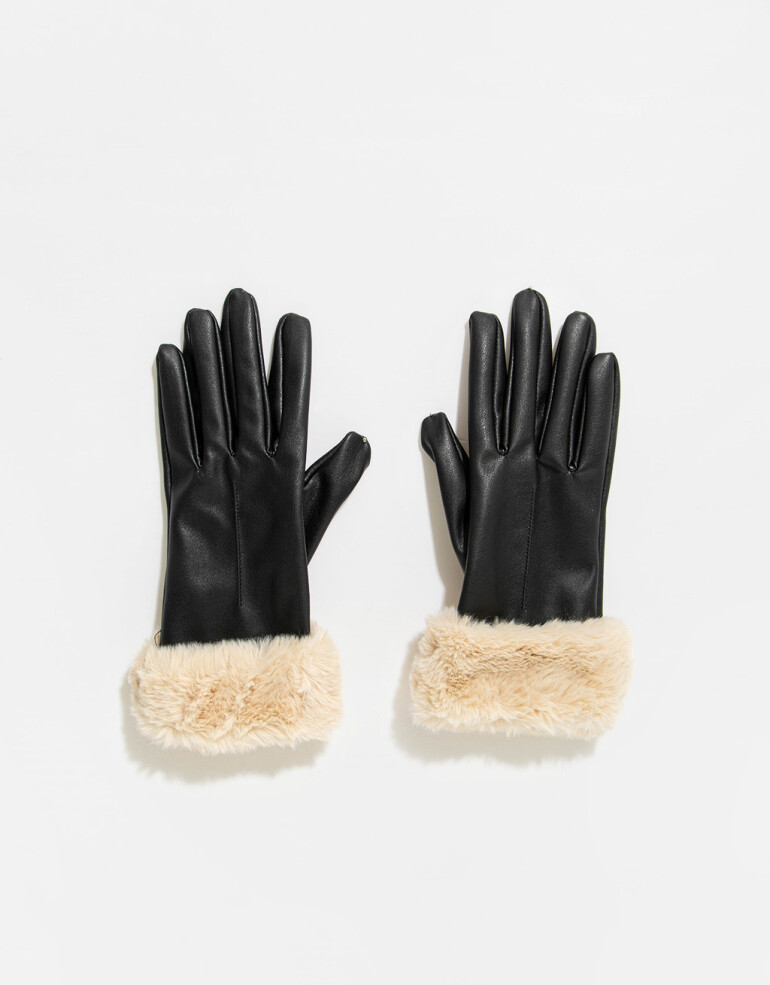 Guantes Varios Guantes Con Puños Peluditos - Negro