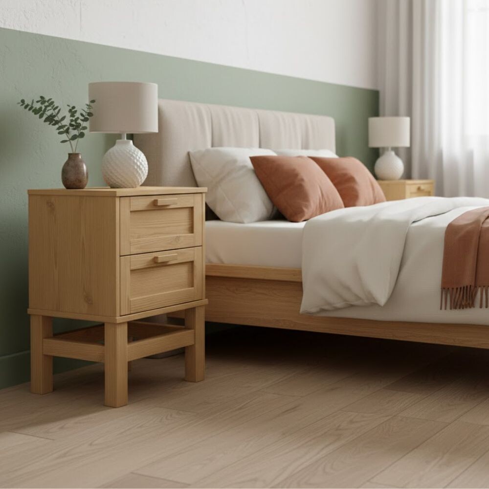 MESA DE LUZ O NOCHE 2 CAJONES MADERA MACIZA MESA DE LUZ O NOCHE 2 CAJONES MADERA MACIZA