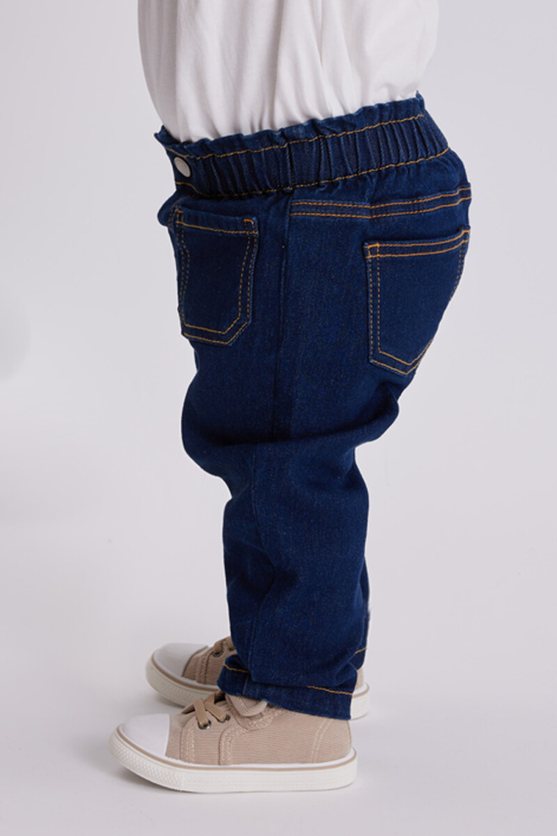 Pantalón jean paper bag Azul Oscuro