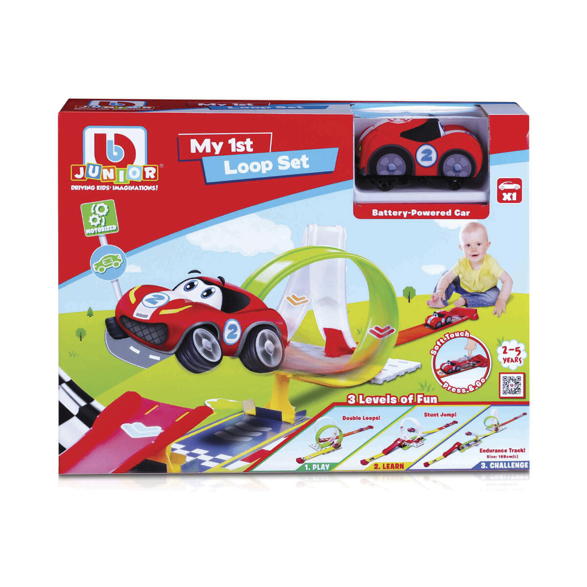 Bburago Jr Pista de Auto 3 en 1 con Vehículo y Luz 