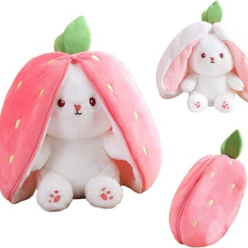 Peluche Conejo Frutillas Fresa Reversible Kawai 18 Cm Variante Conejo