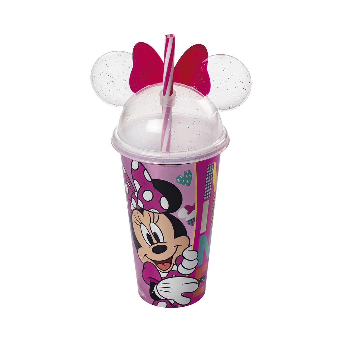Vaso Plástico Milk Shake con Forma y Pajita Minnie 500 ml 