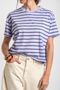 Remera Rayada Algodón Lavanda