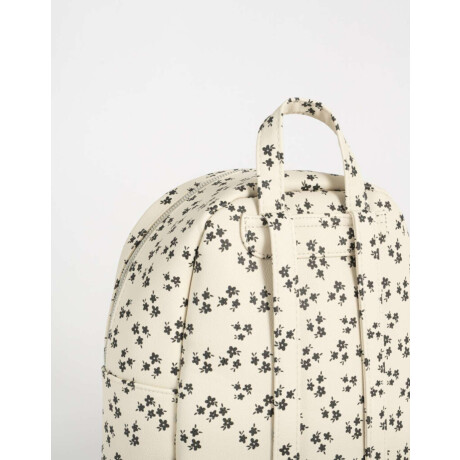 Mochila De Cuerina Con Bolsillo Estampado Flores