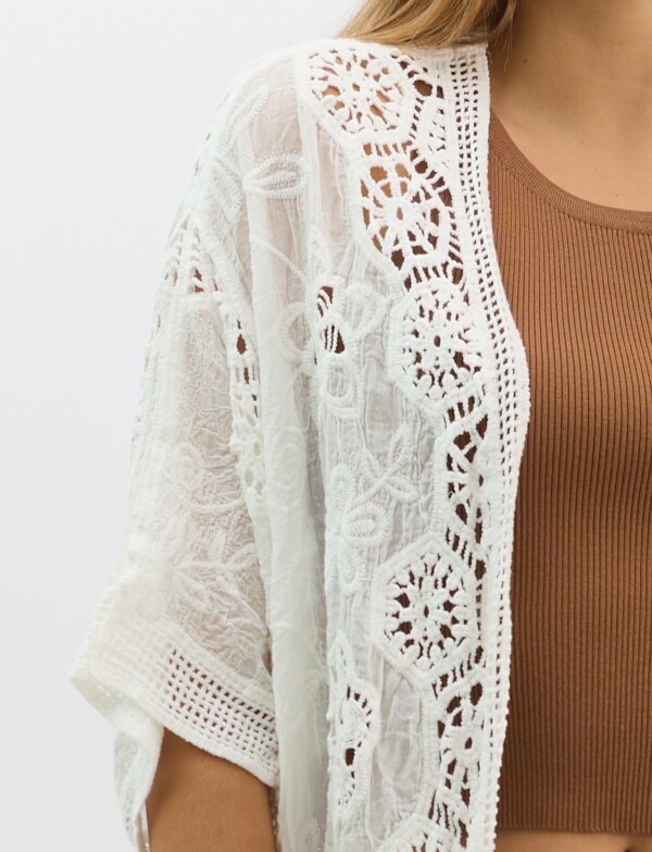 Cardigan Algodon Bordado BLANCO
