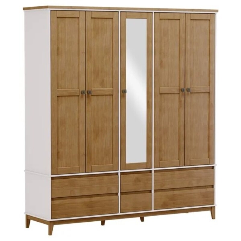 Ropero Prata 5 Puertas 6 Cajones Con Espejo 2814 Freijo/blan Ropero Prata 5 Puertas 6 Cajones Con Espejo 2814 Freijo/blan