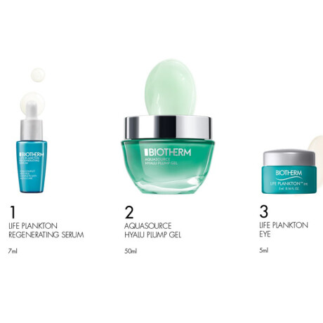 Kit Biotherm Aquasource Hyalu Plump Gel 50ml + Sérum 7ml + Contorno De Ojos 5ml Kit Biotherm Aquasource Hyalu Plump Gel 50ml + Sérum 7ml + Contorno De Ojos 5ml