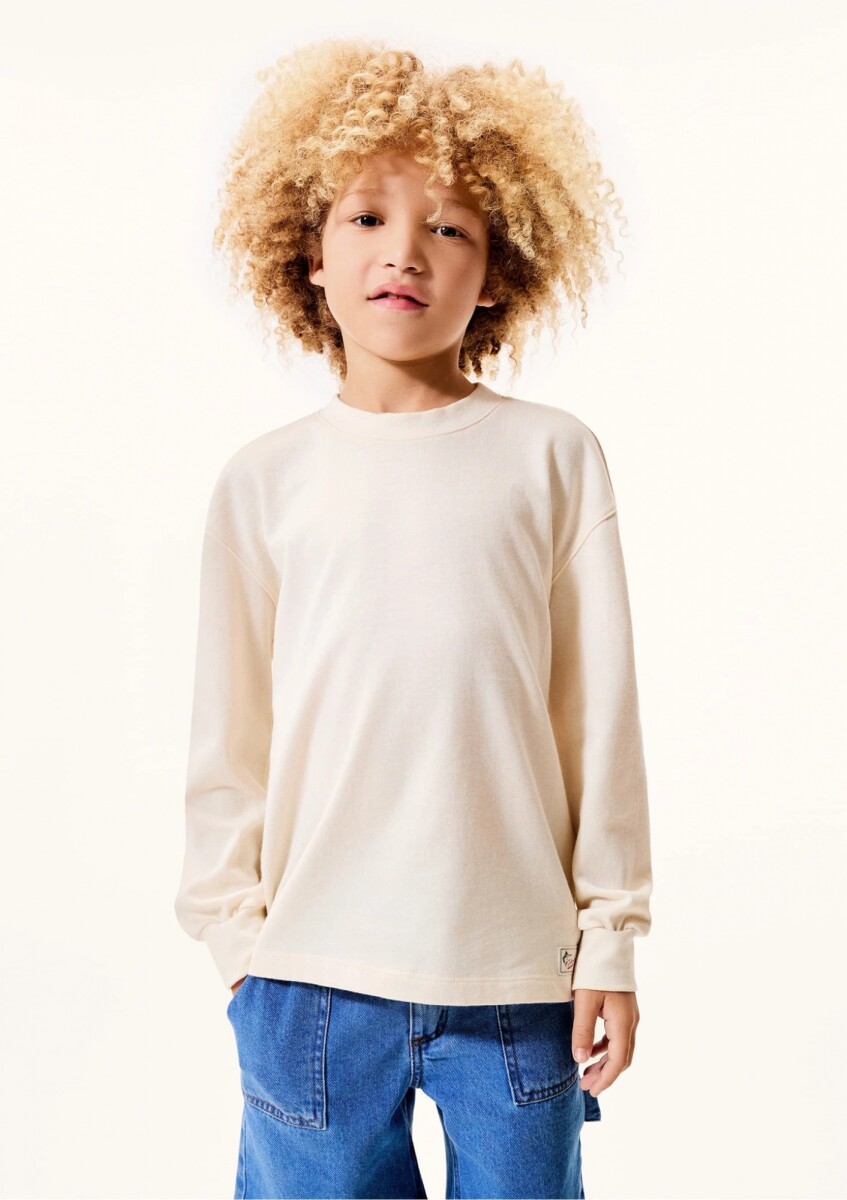 CAMISETA MANGA LARGA INFANTIL CON ESTAMPA - BEIGE 