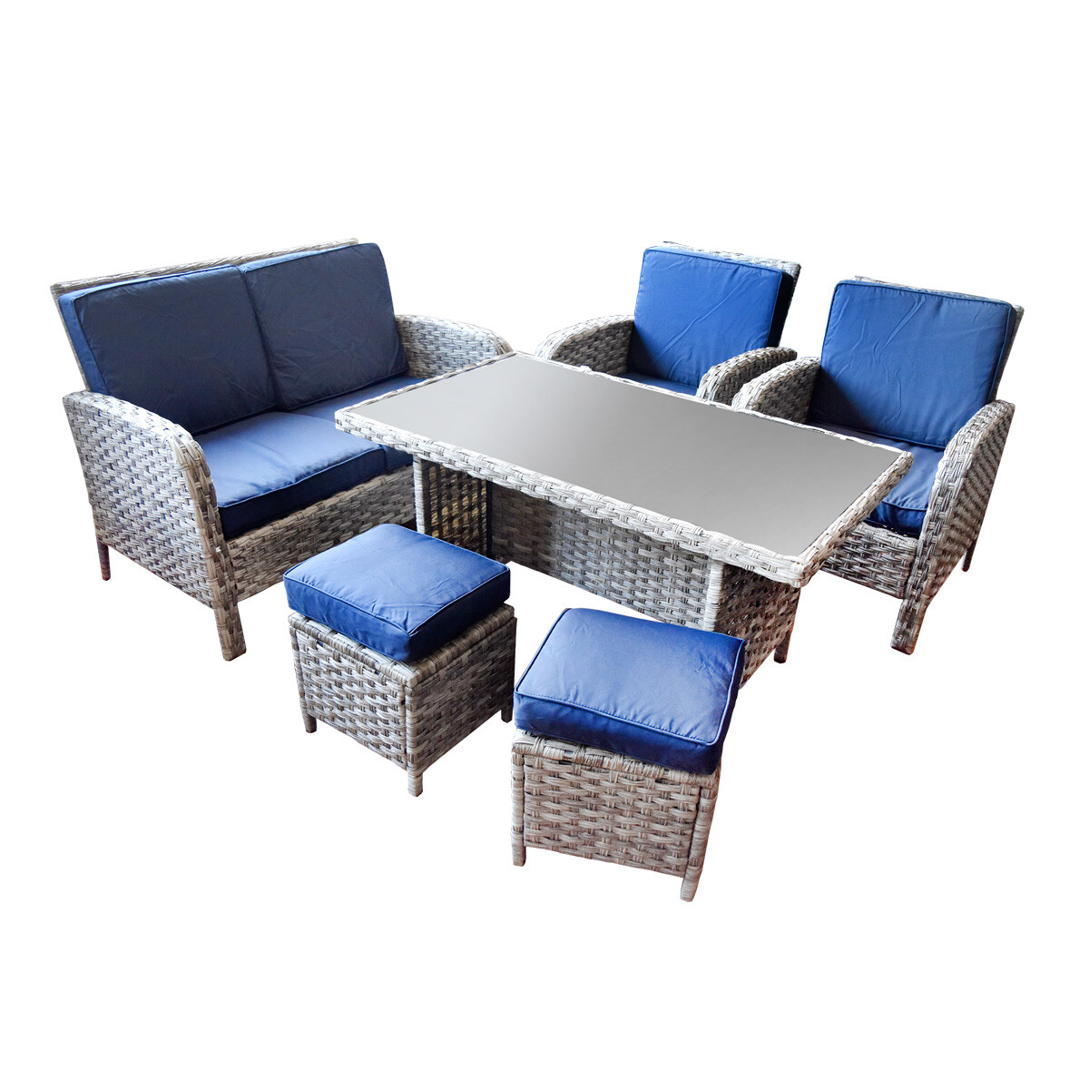Juego de living de 6 piezas de rattan 